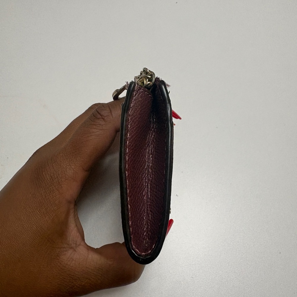 Coach Women's Burgundy Leather Card Case Keychain - Picture 5 of 5